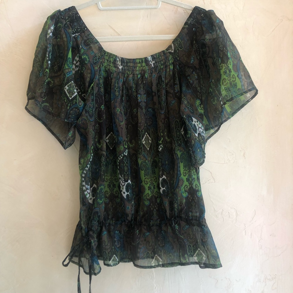Boho sheer drawstring top - Picture 2 of 2